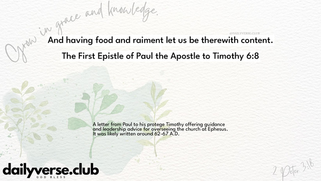 Bible Verse Wallpaper 6:8 from The First Epistle of Paul the Apostle to Timothy