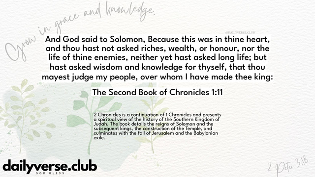 Bible Verse Wallpaper 1:11 from The Second Book of Chronicles