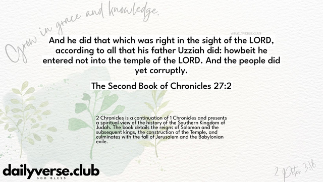 Bible Verse Wallpaper 27:2 from The Second Book of Chronicles