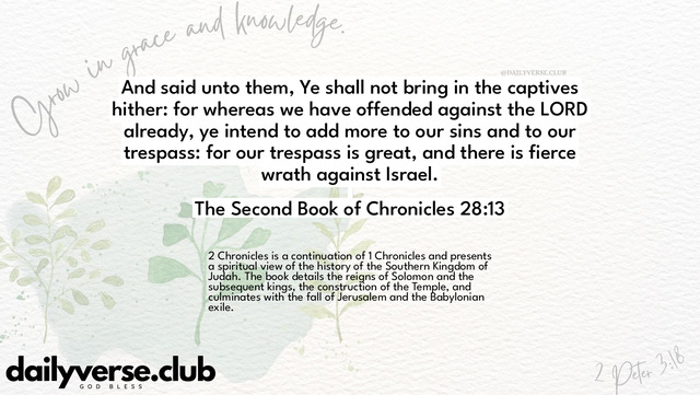 Bible Verse Wallpaper 28:13 from The Second Book of Chronicles