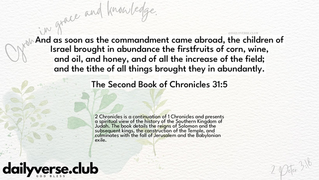 Bible Verse Wallpaper 31:5 from The Second Book of Chronicles