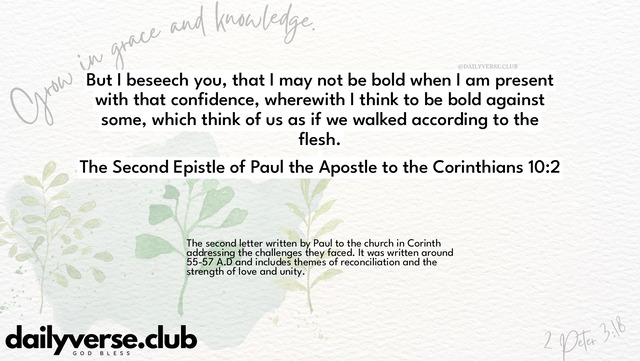 Bible Verse Wallpaper 10:2 from The Second Epistle of Paul the Apostle to the Corinthians