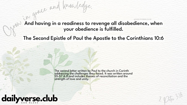 Bible Verse Wallpaper 10:6 from The Second Epistle of Paul the Apostle to the Corinthians