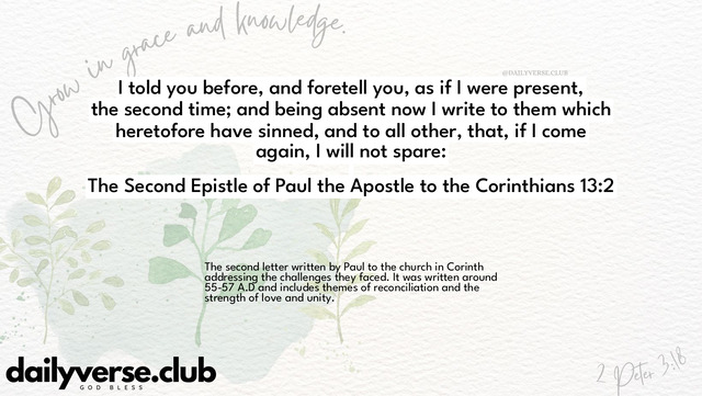 Bible Verse Wallpaper 13:2 from The Second Epistle of Paul the Apostle to the Corinthians