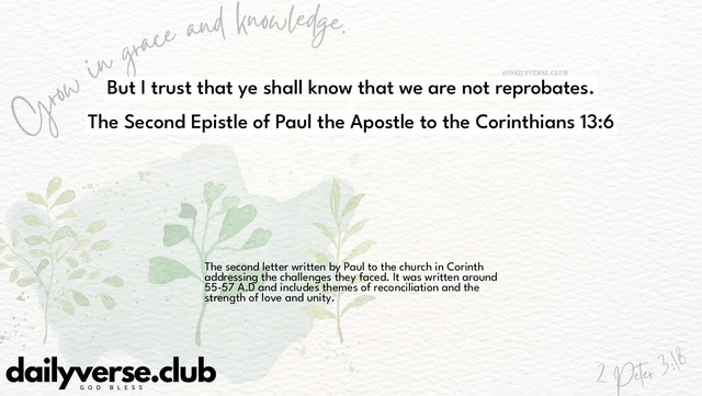 Bible Verse Wallpaper 13:6 from The Second Epistle of Paul the Apostle to the Corinthians