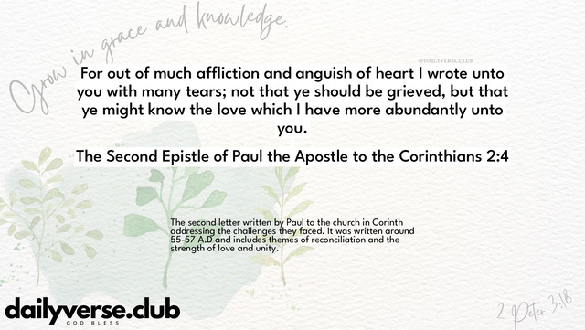 Bible Verse Wallpaper 2:4 from The Second Epistle of Paul the Apostle to the Corinthians