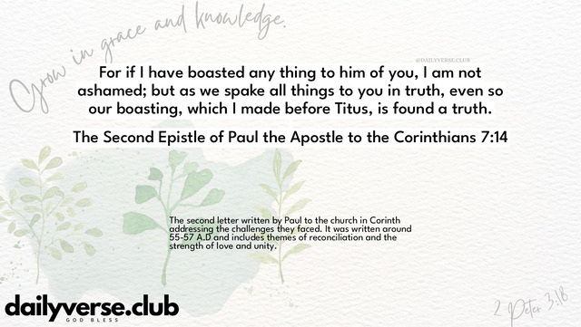 Bible Verse Wallpaper 7:14 from The Second Epistle of Paul the Apostle to the Corinthians