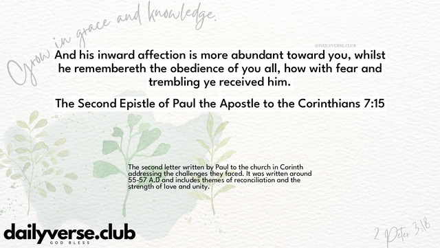 Bible Verse Wallpaper 7:15 from The Second Epistle of Paul the Apostle to the Corinthians