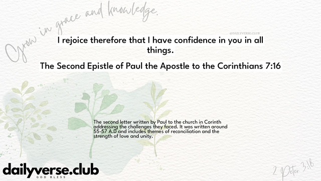 Bible Verse Wallpaper 7:16 from The Second Epistle of Paul the Apostle to the Corinthians