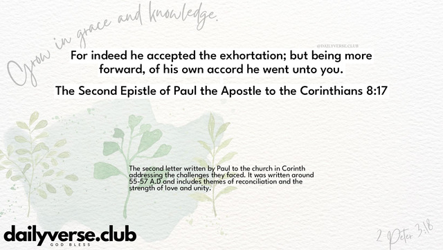 Bible Verse Wallpaper 8:17 from The Second Epistle of Paul the Apostle to the Corinthians