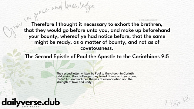 Bible Verse Wallpaper 9:5 from The Second Epistle of Paul the Apostle to the Corinthians
