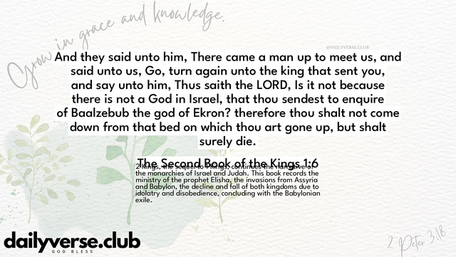 Bible Verse Wallpaper 1:6 from The Second Book of the Kings