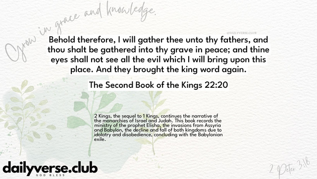 Bible Verse Wallpaper 22:20 from The Second Book of the Kings