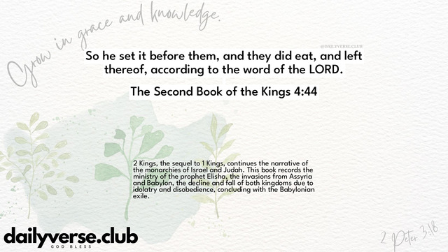 Bible Verse Wallpaper 4:44 from The Second Book of the Kings