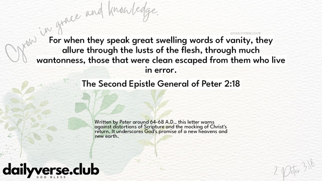 Bible Verse Wallpaper 2:18 from The Second Epistle General of Peter