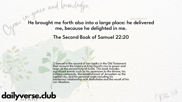 Bible Verse Wallpaper 22:20 from The Second Book of Samuel