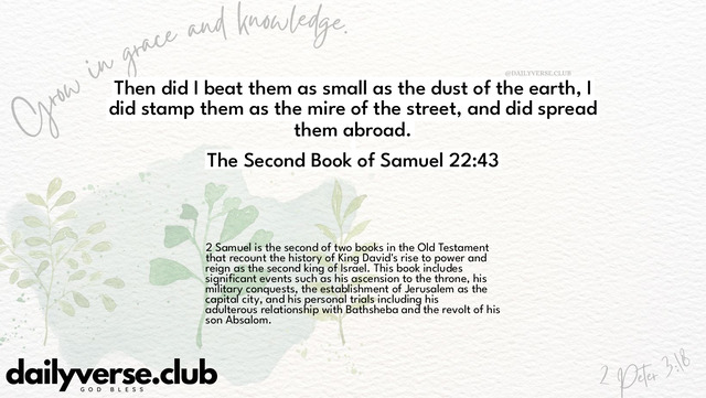 Bible Verse Wallpaper 22:43 from The Second Book of Samuel