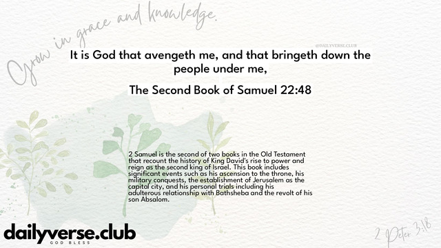 Bible Verse Wallpaper 22:48 from The Second Book of Samuel