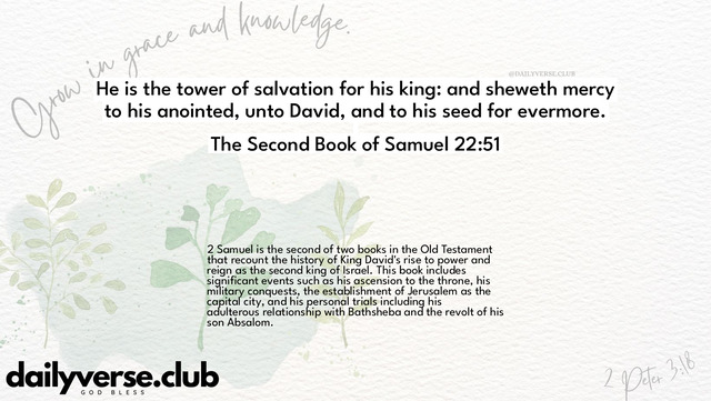 Bible Verse Wallpaper 22:51 from The Second Book of Samuel