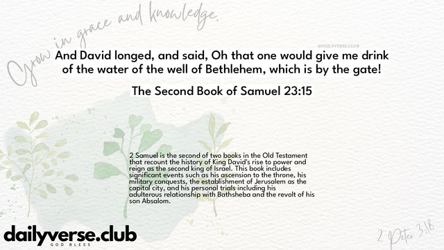 Bible Verse Wallpaper 23:15 from The Second Book of Samuel