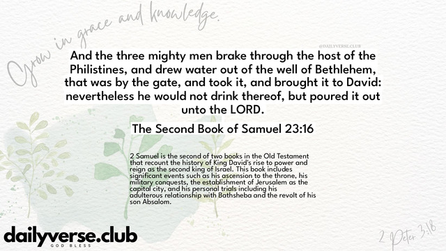 Bible Verse Wallpaper 23:16 from The Second Book of Samuel