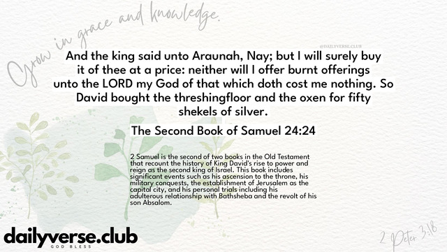 Bible Verse Wallpaper 24:24 from The Second Book of Samuel