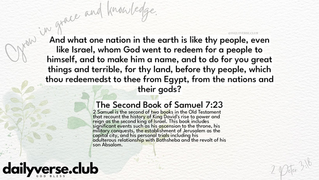 Bible Verse Wallpaper 7:23 from The Second Book of Samuel