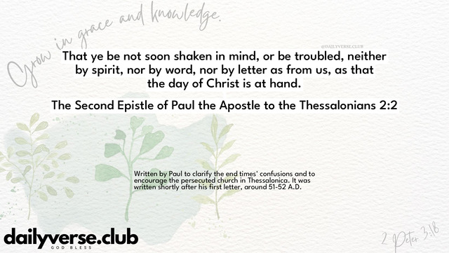 Bible Verse Wallpaper 2:2 from The Second Epistle of Paul the Apostle to the Thessalonians
