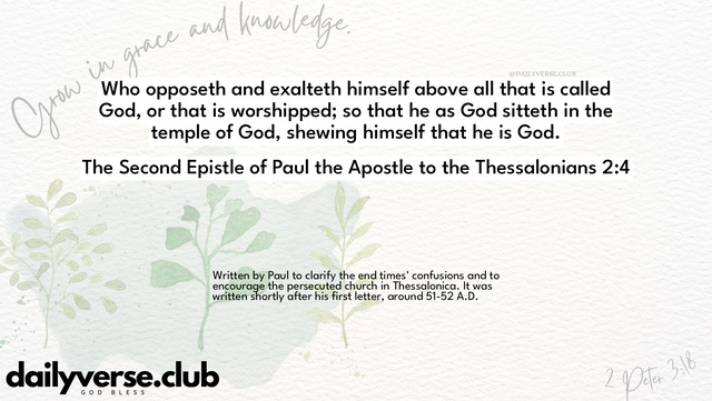 Bible Verse Wallpaper 2:4 from The Second Epistle of Paul the Apostle to the Thessalonians