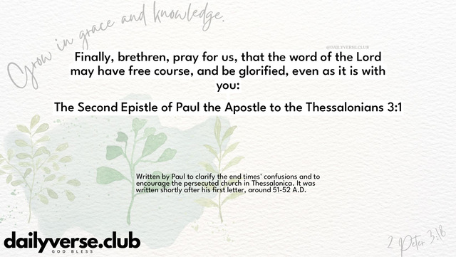 Bible Verse Wallpaper 3:1 from The Second Epistle of Paul the Apostle to the Thessalonians