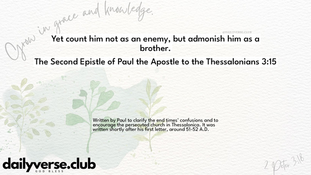 Bible Verse Wallpaper 3:15 from The Second Epistle of Paul the Apostle to the Thessalonians