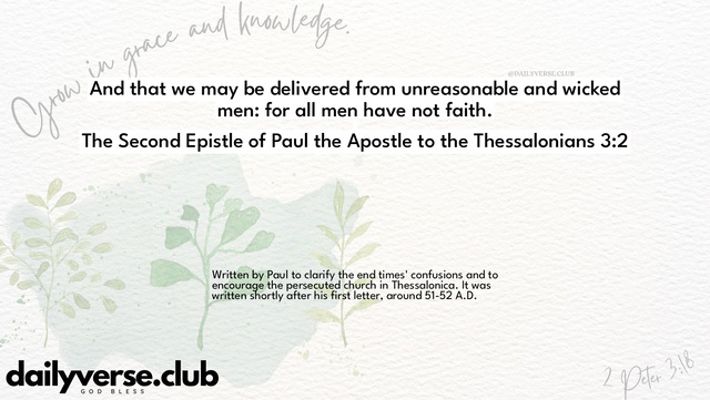 Bible Verse Wallpaper 3:2 from The Second Epistle of Paul the Apostle to the Thessalonians