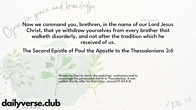 Bible Verse Wallpaper 3:6 from The Second Epistle of Paul the Apostle to the Thessalonians
