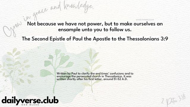 Bible Verse Wallpaper 3:9 from The Second Epistle of Paul the Apostle to the Thessalonians