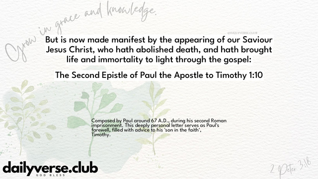 Bible Verse Wallpaper 1:10 from The Second Epistle of Paul the Apostle to Timothy