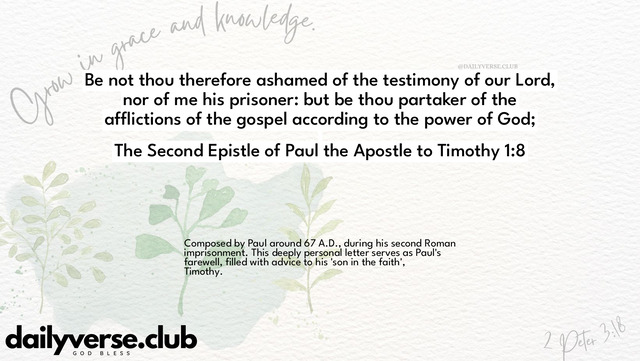 Bible Verse Wallpaper 1:8 from The Second Epistle of Paul the Apostle to Timothy