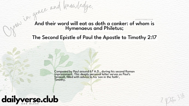 Bible Verse Wallpaper 2:17 from The Second Epistle of Paul the Apostle to Timothy