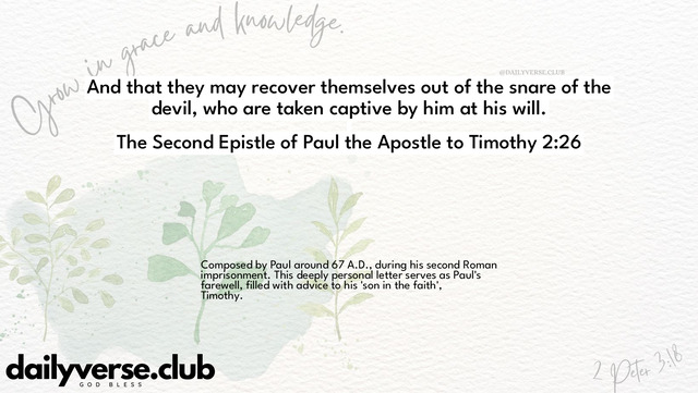 Bible Verse Wallpaper 2:26 from The Second Epistle of Paul the Apostle to Timothy