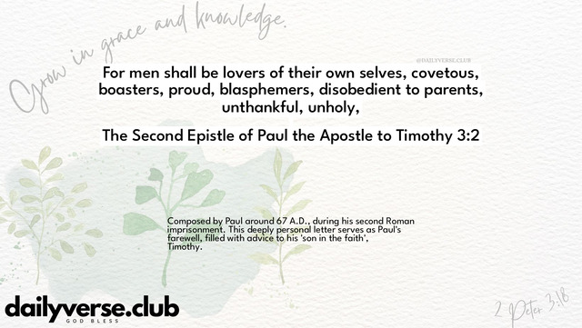 Bible Verse Wallpaper 3:2 from The Second Epistle of Paul the Apostle to Timothy
