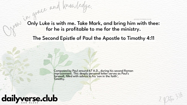 Bible Verse Wallpaper 4:11 from The Second Epistle of Paul the Apostle to Timothy