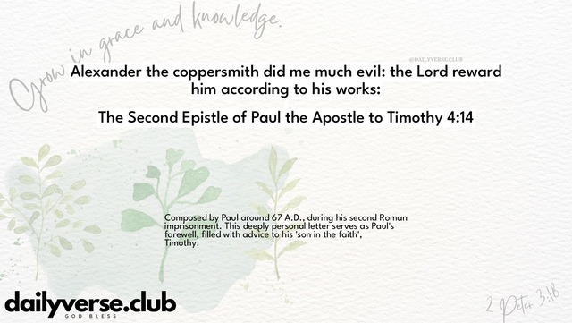 Bible Verse Wallpaper 4:14 from The Second Epistle of Paul the Apostle to Timothy