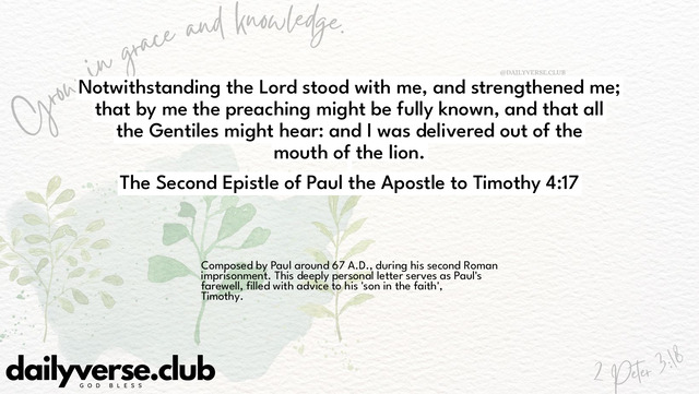 Bible Verse Wallpaper 4:17 from The Second Epistle of Paul the Apostle to Timothy