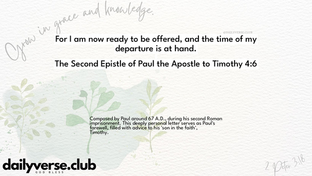 Bible Verse Wallpaper 4:6 from The Second Epistle of Paul the Apostle to Timothy