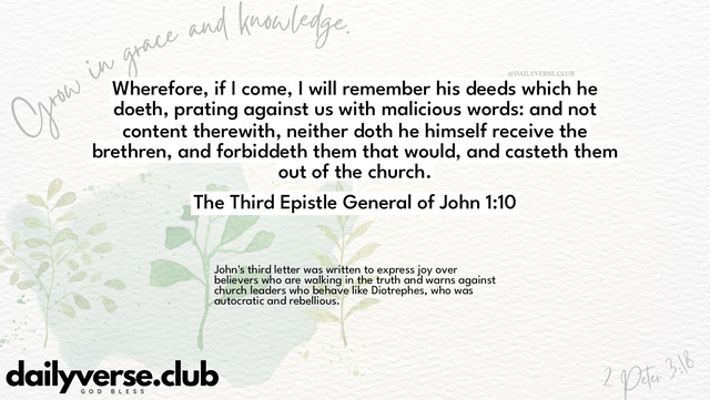Bible Verse Wallpaper 1:10 from The Third Epistle General of John