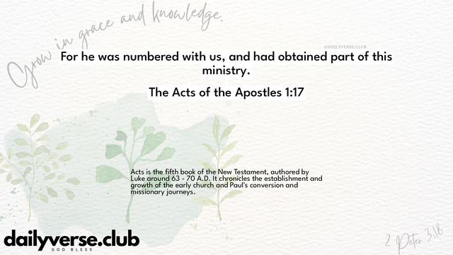 Bible Verse Wallpaper 1:17 from The Acts of the Apostles