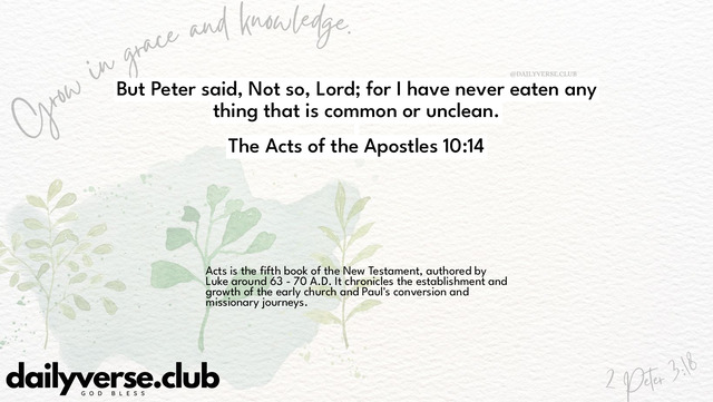 Bible Verse Wallpaper 10:14 from The Acts of the Apostles