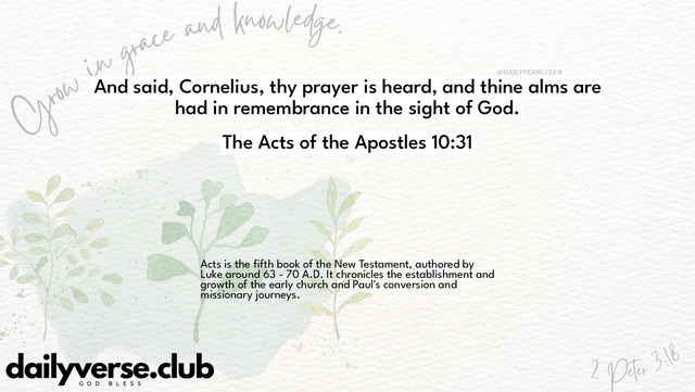 Bible Verse Wallpaper 10:31 from The Acts of the Apostles