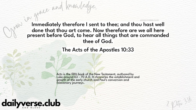 Bible Verse Wallpaper 10:33 from The Acts of the Apostles