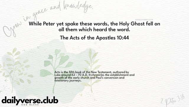 Bible Verse Wallpaper 10:44 from The Acts of the Apostles