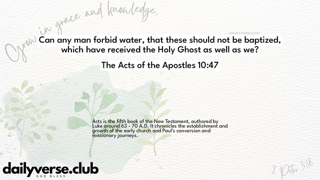 Bible Verse Wallpaper 10:47 from The Acts of the Apostles